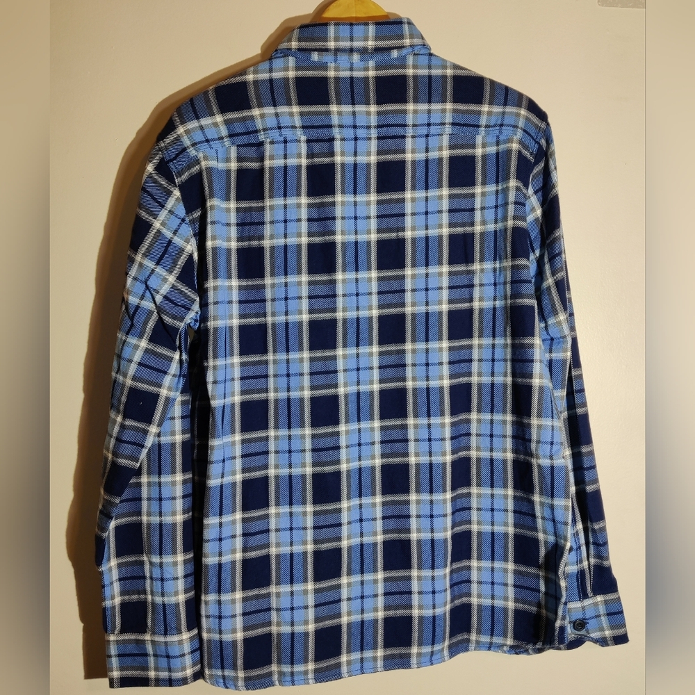 Vineyard Vines Mens Sz M Midweight Twill Utility Flannel Shirt Coastline Blue - Picture 4 of 4